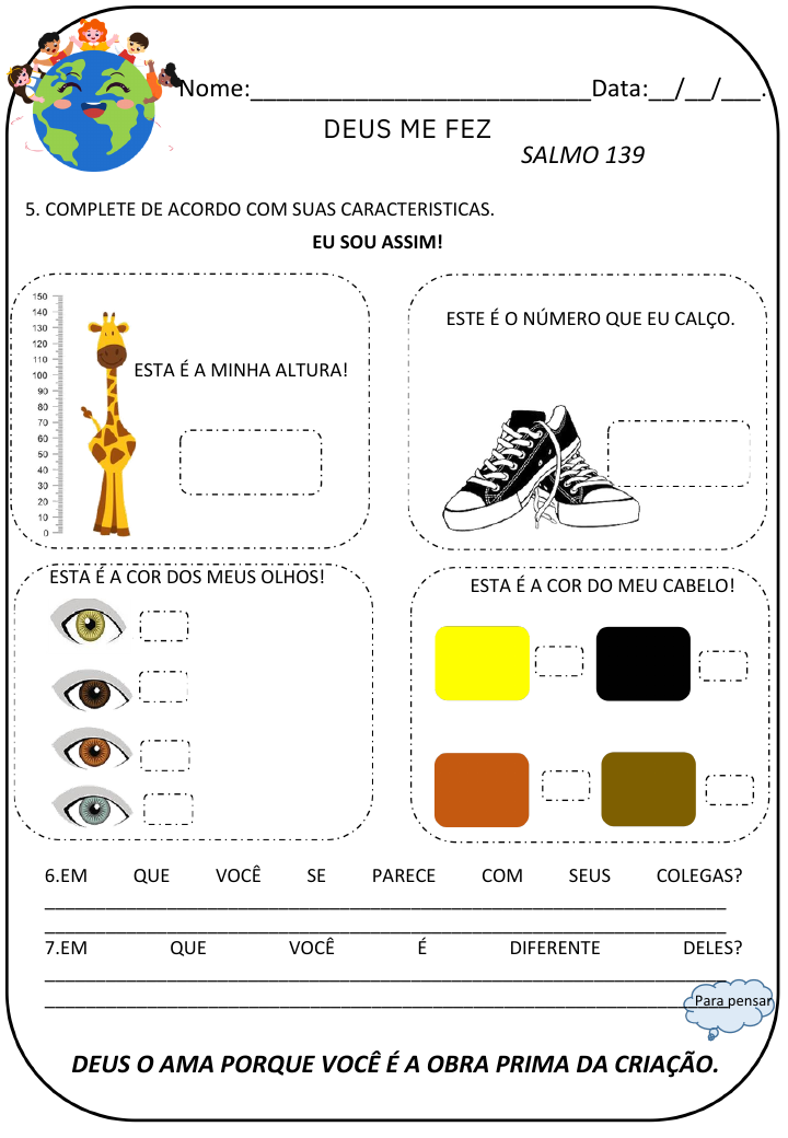 Página de atividade bíblica