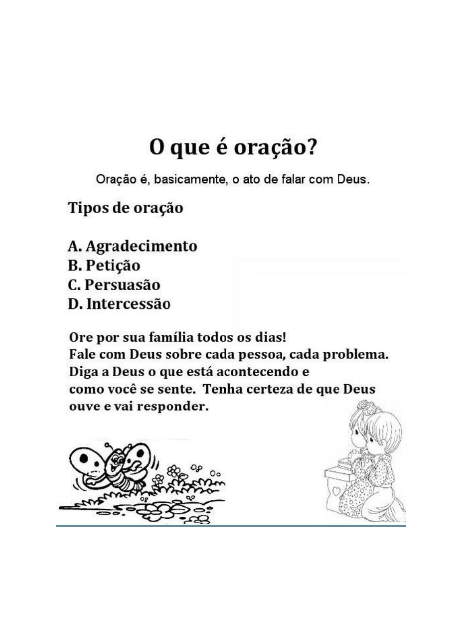 Atividade sobre oração para crianças